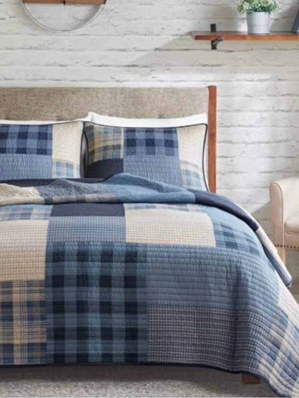 Blue Patchwork Quilt Set - Home Bedding